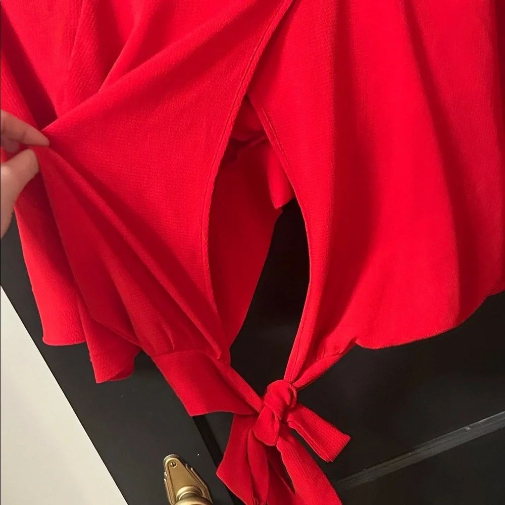 Red Tie-Front Kimono Top - Picture 3 of 3
